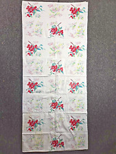 Vintage 50s Tablecloth 54x62 Cherries Blossom Farmhouse Cottage Country Red picture