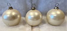 3 Vintage 1940s Rare Iridescent Pearl White Round Glass Ornaments 1.75