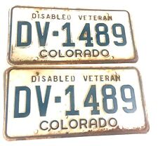 1970's Colorado Disabled Veteran License Plate  Matching Pair Vintage Nostalgic picture