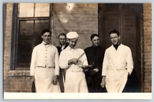 Undersized RPPC Postcard~ Chef & Staff~ Chef Pointing To HIs Dish picture
