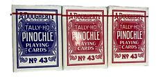 DOUGHERTY 3 Decks Tally-Ho Pinochle # 43 Playing Cards Red & One Blue New Sealed picture