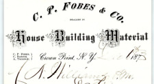 1873 CROWN POINT NY C.P. FOBES DEALER BUILDING MATERIALS BILLHEAD INVOICE Z4057 picture