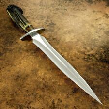 SK CUSTOM D2 TOOL STEEL BOWIE HUNTING KNIFE DAGGER STAG CROWN HANDLE picture