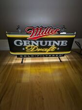 New Nos Rare MILLER Genuine Draft Beer Lighted Bar Sign Mgd  picture