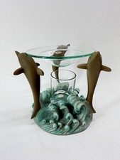 Dolphin Oil Wax Warmer Burner Resin Glass Tealight Candle Holder Ocean Decor picture