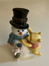 PHB Porcelain Winnie The Pooh Snowman Trinket Box W/ Snowflake, Mint picture
