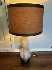Murray Feiss Lamp Marbled Pattern Glass Resin Wood Mid Century Modern picture