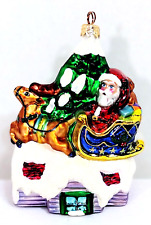 Christopher Radko Up On The Housetop Santa Reindeer Christmas Holiday Ornament picture