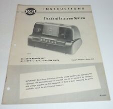 RCA Vintage 1940s, 50s  STANDARD INTERCOM SYSTEM INSTRUCTION MANUAL SEE PHOTOS picture