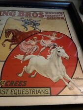 VTG 1974 Wood Framed Circus Lithograph Poster Ringling Bros 