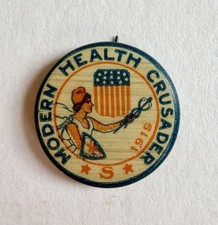 1919 Modern Health Crusader Vintage Pin Back Button- Spanish Flu Influenza picture