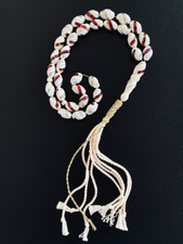 Old Bone Large Beads – Ivory 15 mm, Silver & Ruby Inlays, Middle East Rosary picture