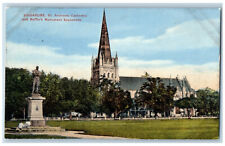 Singapore Postcard St. Andrews Cathedral Raffle's Monument Esplanade c1910 picture