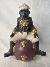Vintage Sterling Industries Chimpanzee Ape Monkey On Ball Fleur De Lis 7.5” picture