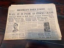 10/24/1929 Brooklyn Daily Wall Street Stock Market Crash Newspaper picture