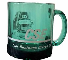 Vintage CSE Trucking Coffee Cup Green Glass Advertising Semi Unique picture