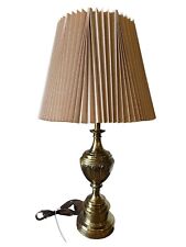Vintage Stiffel Brass Trophy Style Teired Table Lamp With Original Crimped Shade picture