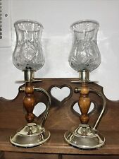 Homco Home Interiors Set Of 2 Wood & Gold Metal Wall Sconces Candle picture