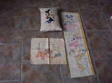 3 Vintage Disney Embroidered Cross Stitch Mickey Mouse Growth Pluto Birth Chart picture
