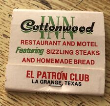 Cottonwood Inn La Grange Texas Restaurant And Motel Matchbook Mostly Full 60s-70 picture