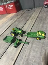 Vintage Ertl John Deere 630 Tractor With Silage Wagon, Hay Bailer, And Wagon picture
