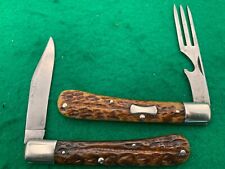 💯 scarce 1908-1926 OSTDIEK HOBO PERFECT WORM GROOVE HANDLES KNIFE, FORK picture