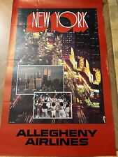 Vintage 1970’s New York Allegheny Airlines Original Advertisement Poster (RARE) picture