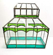 Vintage Leaded Glass Victorian Style Greenhouse Terrarium Miniature Garden picture