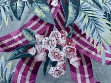 HOLIDAY Christmas Mountain Laurel & Ribbons AUTHENTIC Barkcloth Vintage Fabric picture