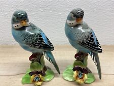 Vtg Unbranded Set Of 2 Parakeets Porcelain Figurines picture