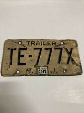 NJ 1970’s Lucky New Jersey License Plate Tag Cream Black 1981 Trailer TE 777 X picture