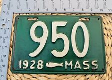 1928 Massachusetts License Plate 950 Low Number TU On Numbers ALPCA Codfish picture