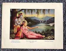 (1101) Rare Antique Hindu Art Print from India, c. 1940s: Lord Krishna & Radha picture