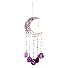 Agate Gemstone Dream Catcher, Purple Crystal Moon Tree Handmade Dreamcatcher picture