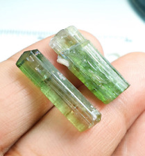 25Cts Beautiful Green Color Tourmaline Crystals Type Rough Grade 2pcs picture