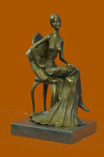 Handmade Detail Sitting Woman Female Signed American Artist Fisher Bronze Art picture