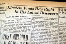 ALBERT EINSTEIN Unified Field Theory Gravitation Electromagnetic 1929 Newspaper picture