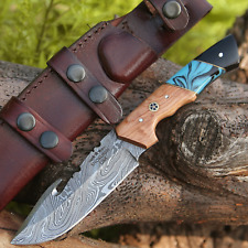 Gut Hook Hunting Knife Fixd Blade Skinning Fishing Camping Damascus Knife Sheath picture