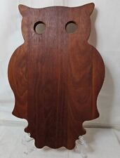 Vtg Wood Owl Wall Plaque/cutting Board Walnut Mid Century  A9 picture