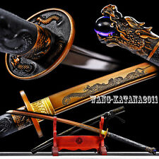 46'' Gold Dragon Longer Katana Battle Ready Japanese Samurai Functional Sword picture