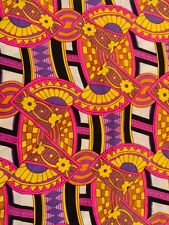 1960s Psychedelic Printed Cotton Blend Twill Peter Max Influenced Design 44x82 picture
