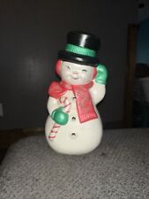 Vintage Ceramic Snowman Frosty Mold 13” Top Hat Candy Cane Scarf Hand Painted picture