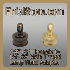 Lamp Finial Adapter Polished or Antique Brass 1/8NPT - 1/4-27 Thread picture