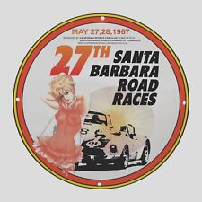 VINTAGE 27TH SANTA BARBARA ROAD RACES 1967 1960 OIL PORCELAIN  GAS PUMP  SIGN picture
