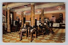 Saginaw MI-Michigan, Everett House Lobby Interior, Front Desk Vintage Postcard picture