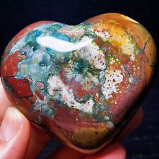 TOP 265G Natural Polished Ocean Jasper Heart-Shaped Crystal  Stone Healing L2338 picture
