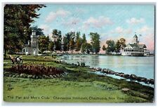 Chautauqua New York Postcard Pier Men Club Chautauqua Institution 1908 Vintage picture