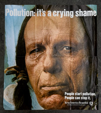 Signed Iron Eyes Cody Keep America Beautiful Pollution Poster 1978 20x22 Vintage picture