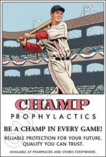 Champ Advertising Poster - 1950's Condom Prophylactic 2 Sizes Of Posters picture