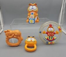Lot of (4)  Garfield Collectible Baby Toys Teething / Squeak /Ring / Rattle Vtg picture
